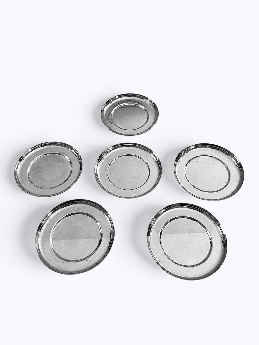 Silver Metal Coasters By Lino Sabattini For Argenterie Sabattini, Italy, Set Of 6