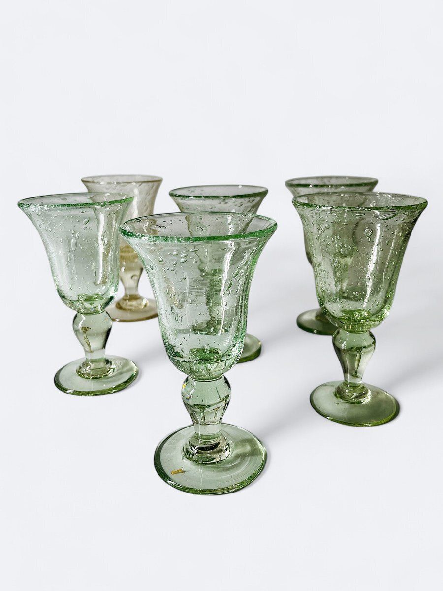 Bubbled Champagne Glasses From Biot, France, Set Of 6