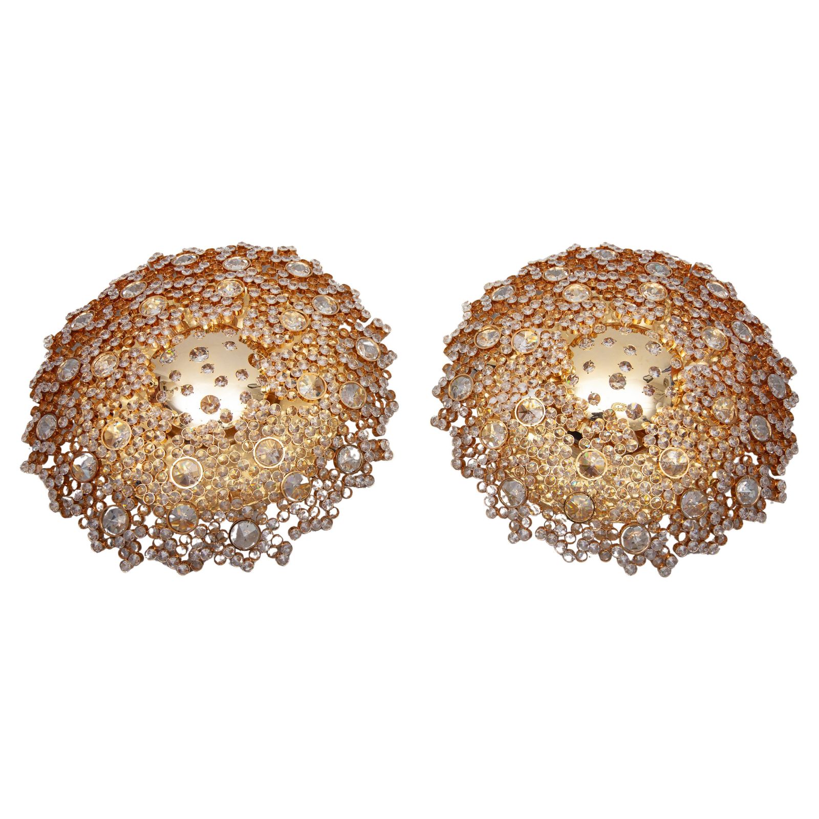 Palwa Jewel Like Faceted Crystals Ceiling Light, Wall Light, Set Of Two, Germany