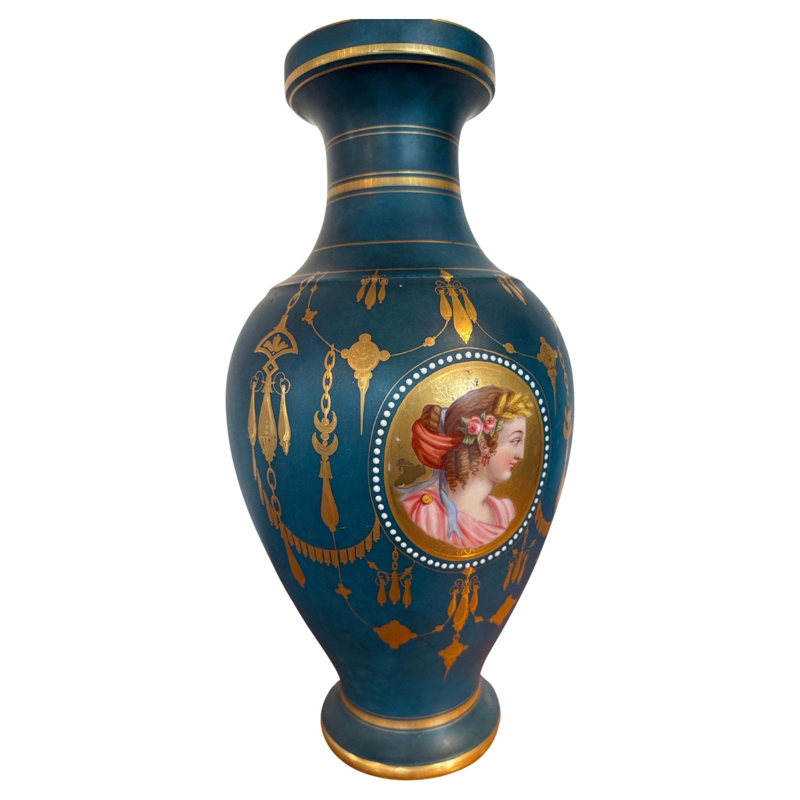 Antique Neoclassical Blue, Gilt Porcelain De Sèvres Vase, France photo furniture