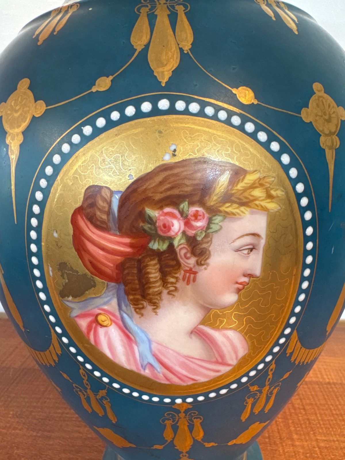 Antique Neoclassical Blue, Gilt Porcelain De Sèvres Vase, France photo Home Decor