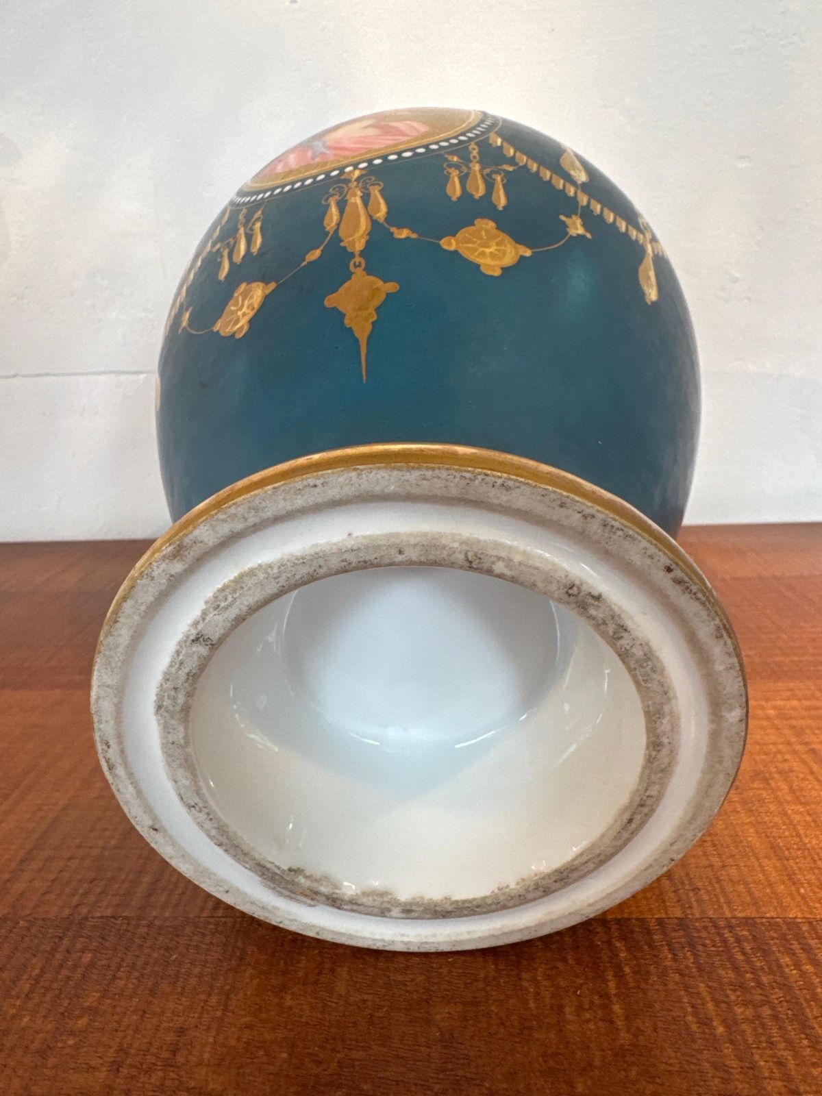 Antique Neoclassical Blue, Gilt Porcelain De Sèvres Vase, France photo vintage