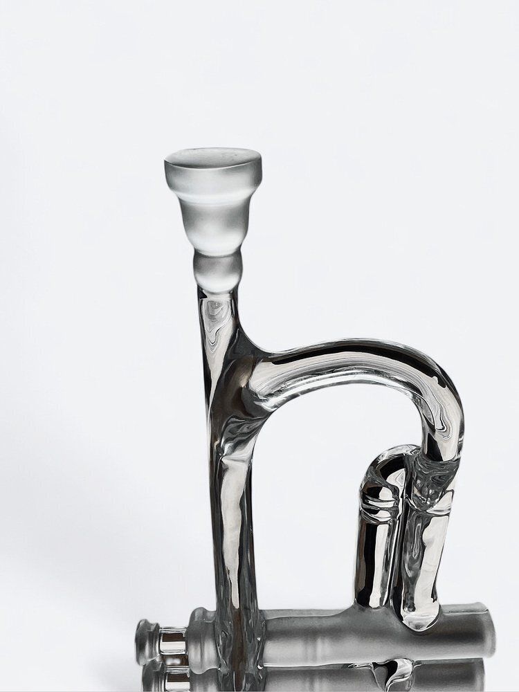 Crystal Glass Trumpet By Royales De Champagne, France photo for sale
