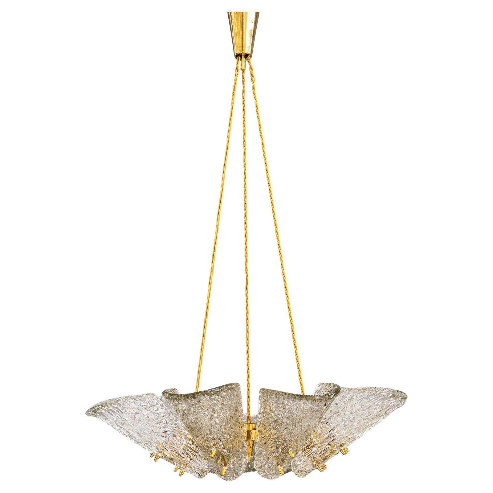 Big Chandelier By J.T. Kalmar With Structure Glass Around 1950s