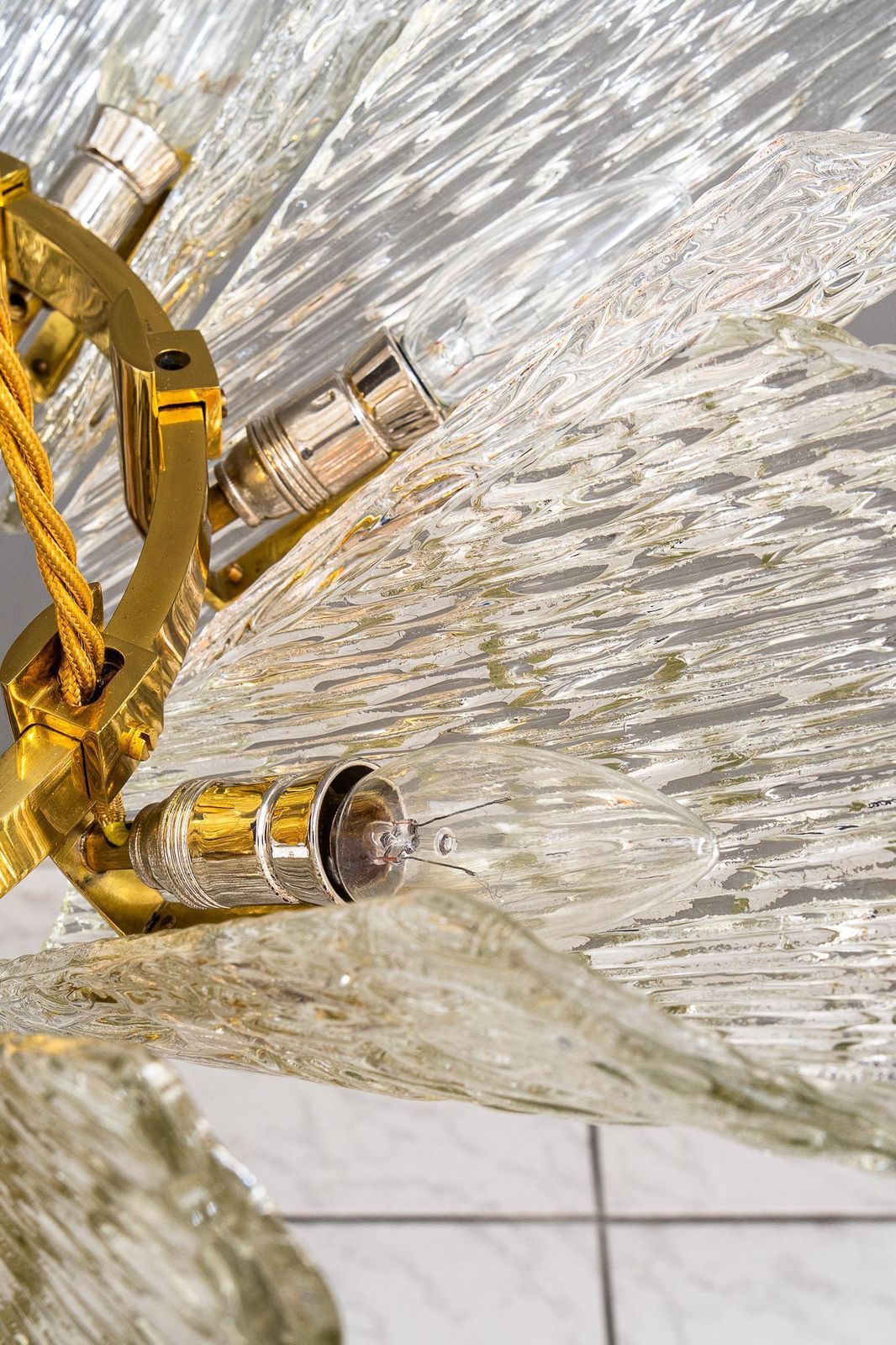 Big Chandelier By J.T. Kalmar With Structure Glass Around 1950s photo vinterior