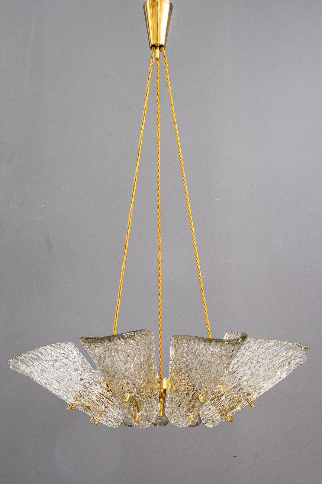 photo for sale Big Chandelier By J.T. Kalmar With Structure Glass Around 1950s