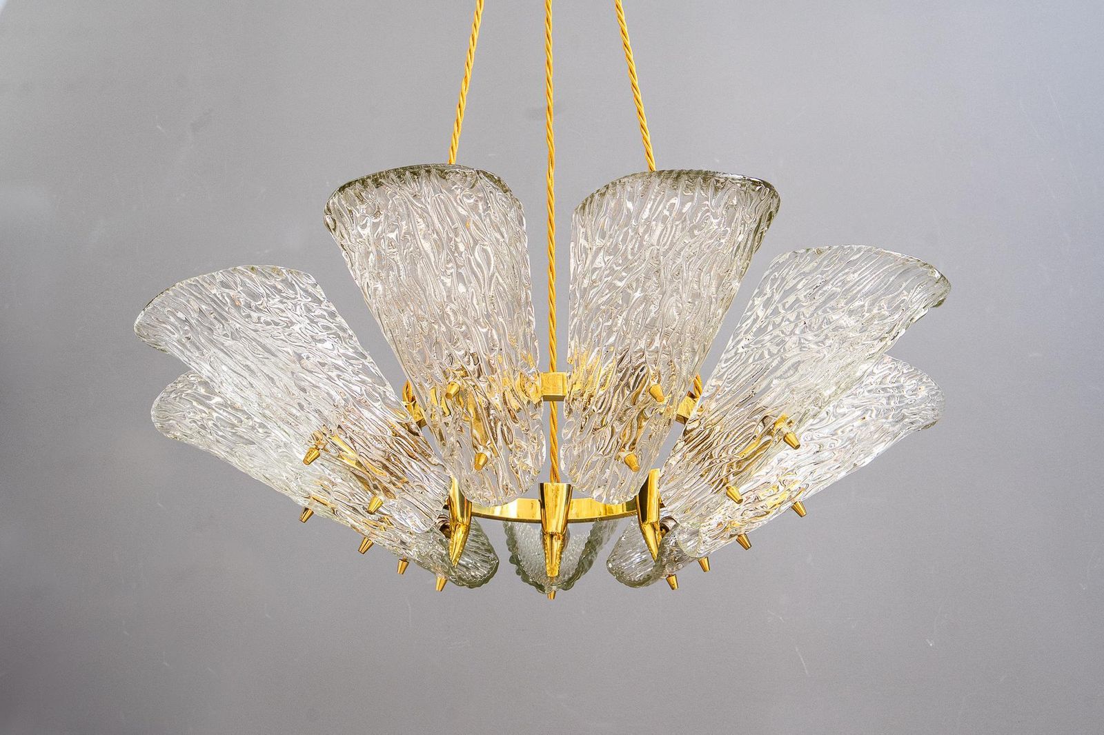 Lighting Big Chandelier By J.T. Kalmar With Structure Glass Around 1950s photo