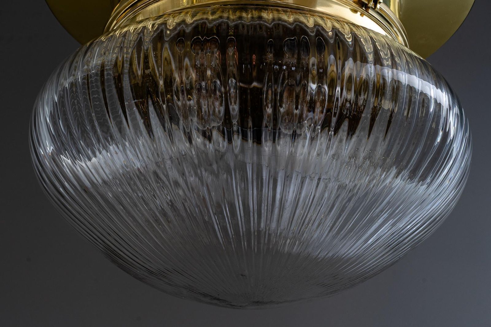 Big Art Deco Ceiling Lamp With Original Antique Glass Shade Vienna Around 1920s photo vinterior