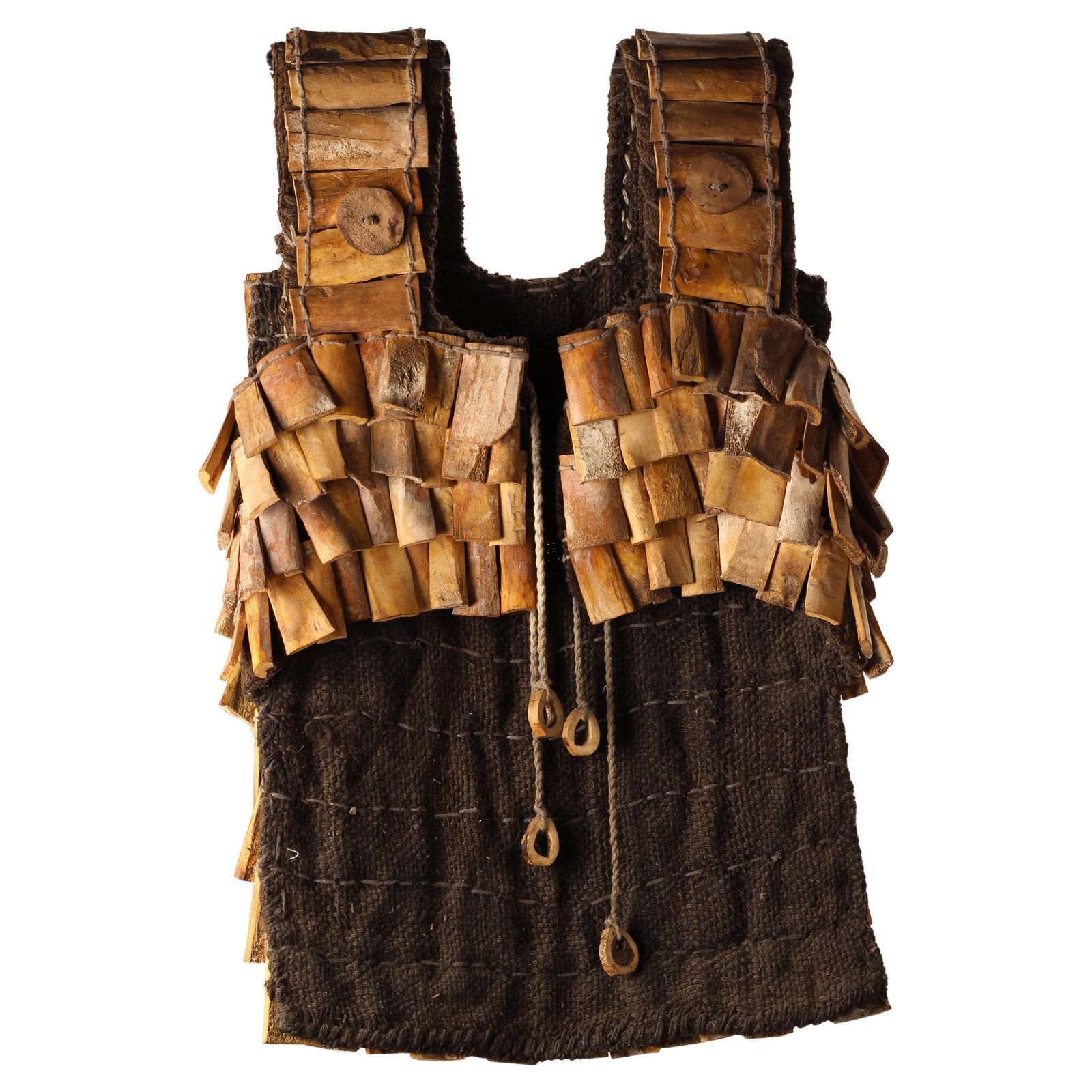 photo for sale Indonesian Wild Boar Hunting Vest, Carved Bone Armour, Lombok, Mid 20th Cent