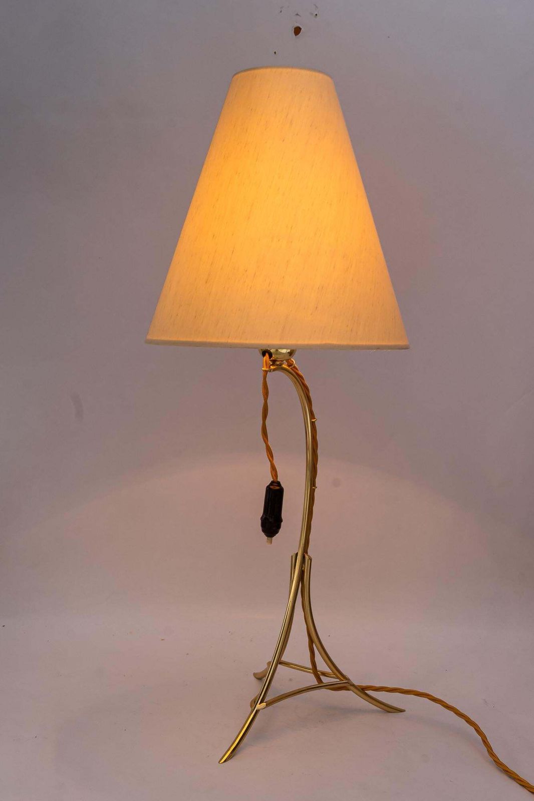Lighting Big Table Lamp With Fabric Shade By Rupert Nikoll Vienna Around 1950s photo