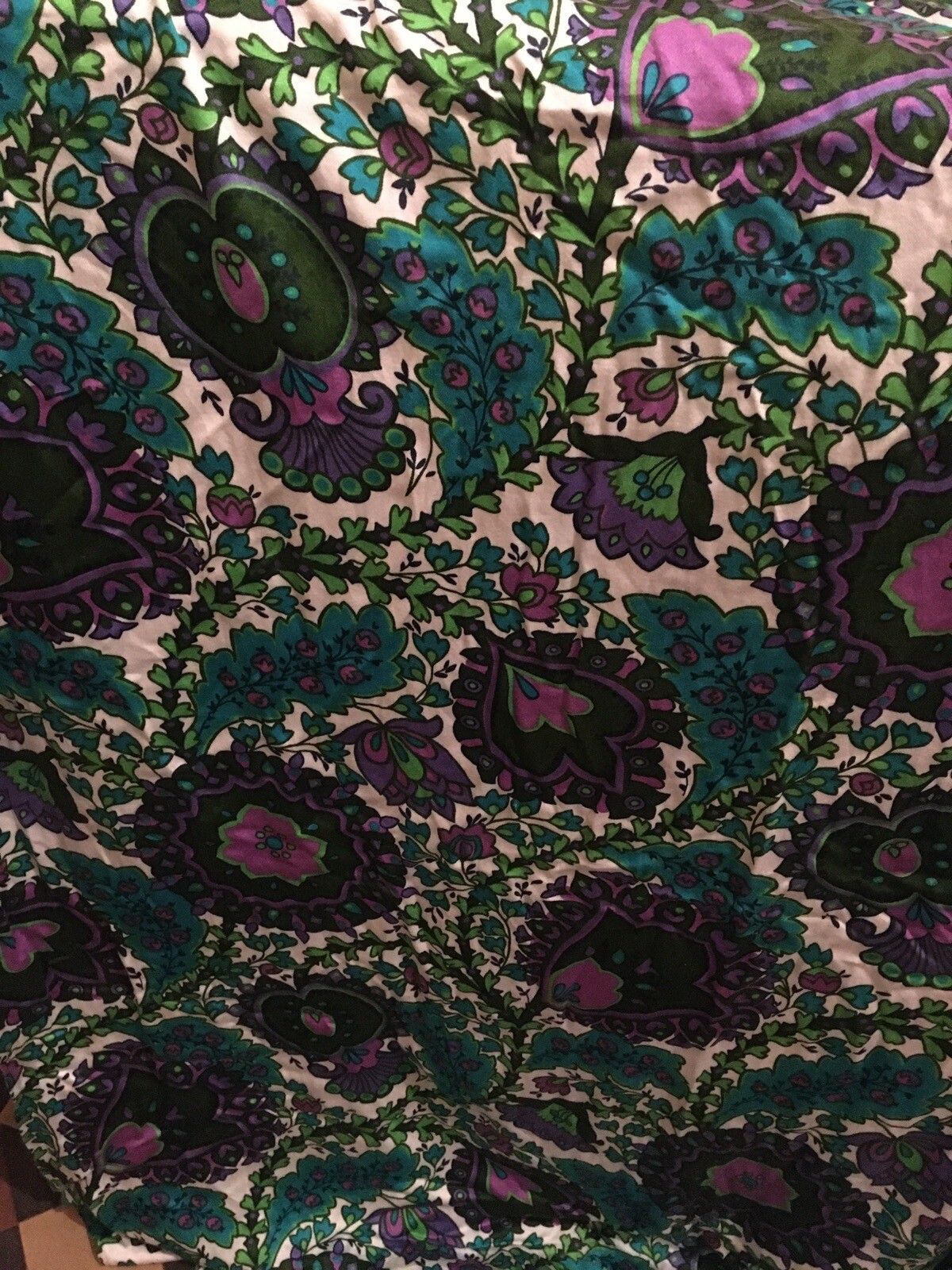 Vintage Psychedelic 1960s Fabric Curtain Material X2 Flower Power photo buy