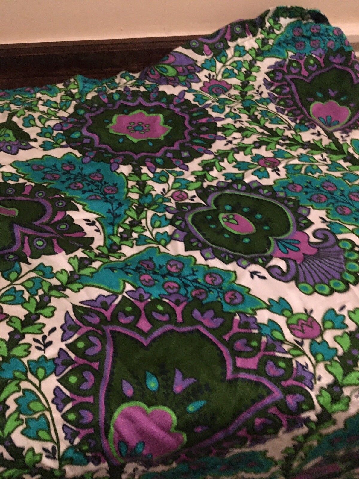 photo furniture Vintage Psychedelic 1960s Fabric Curtain Material X2 Flower Power