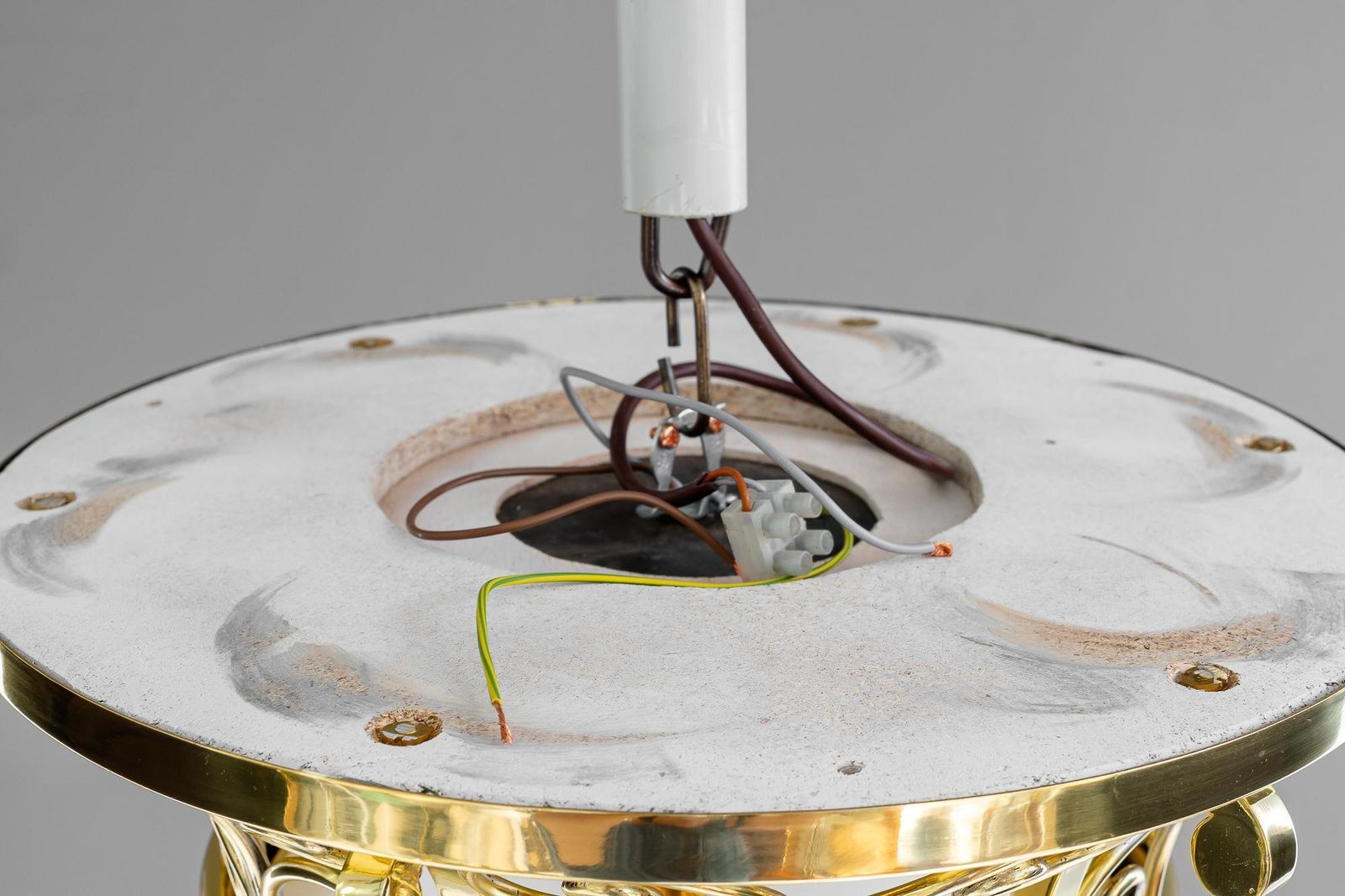 Big Art Deco Ceiling Lamp With Original Opal Glass Shade Vienna Around 1920s photo vintage