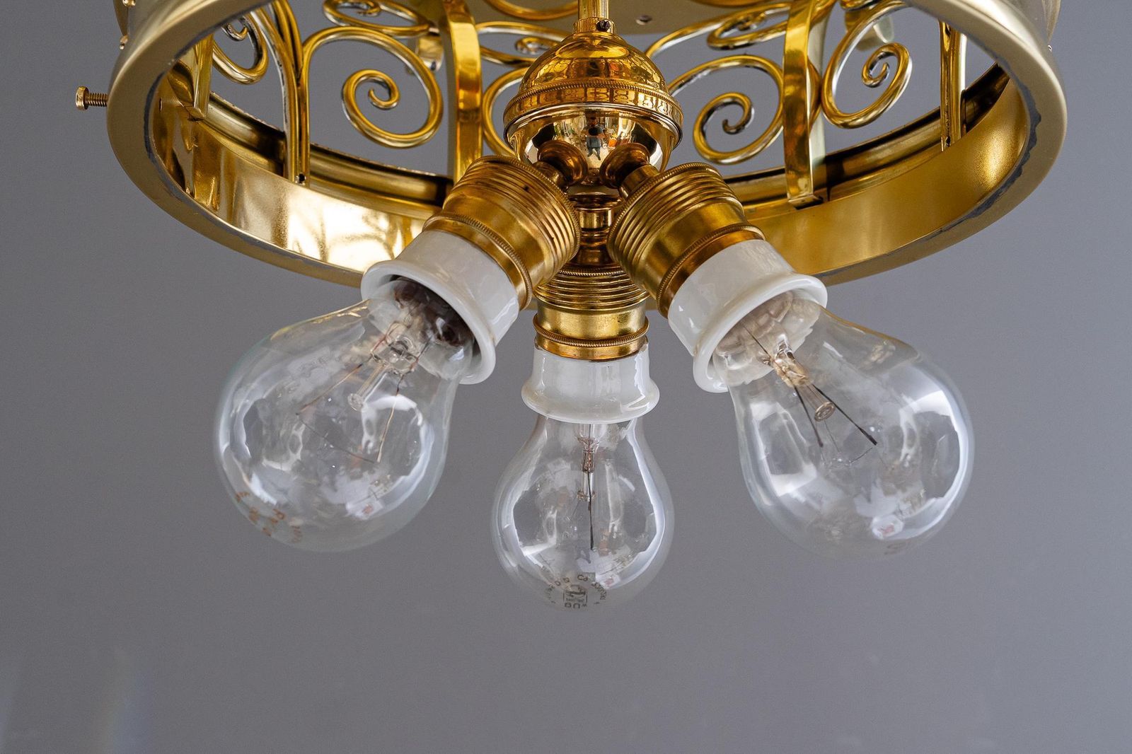 photo vinterior Big Art Deco Ceiling Lamp With Original Opal Glass Shade Vienna Around 1920s