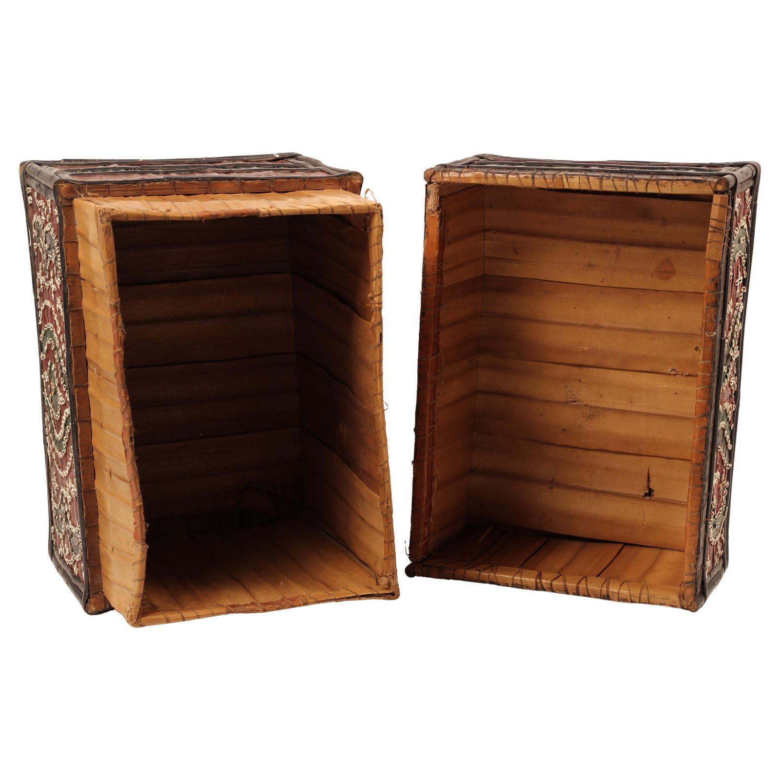 photo for sale Folk Art Dowry Box, Lombok Indonesia, Cowrie, Painted Palm & Bamboo 1950’s Sasak