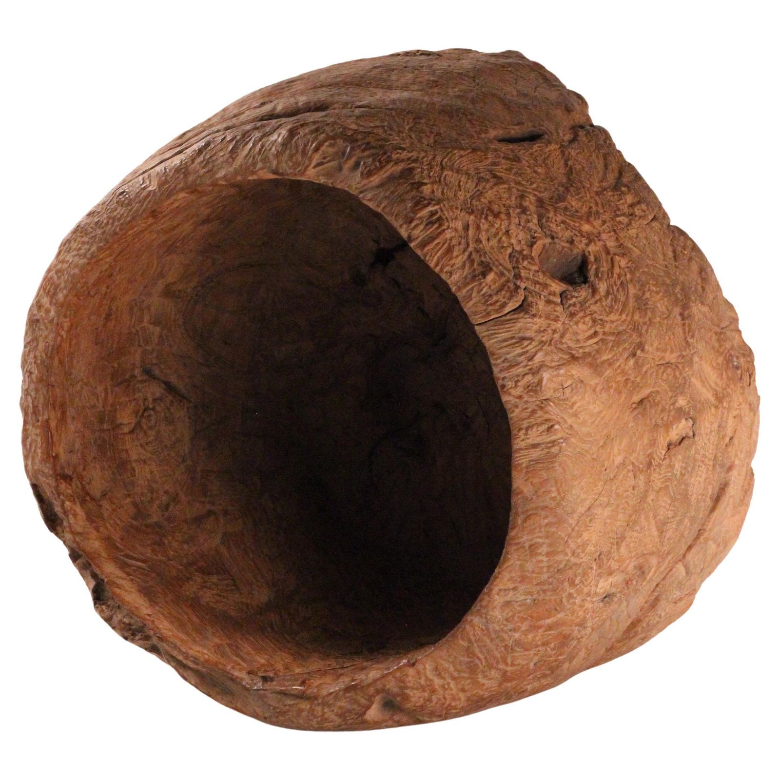Wabi Sabi Sculptural, Monumental Wooden Bowl, Indonesia Late 19th Century photo vintage
