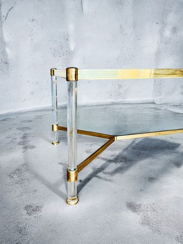 Mid Century Italian Brass And Glass Coffee/Side Table, 1970s photo for sale