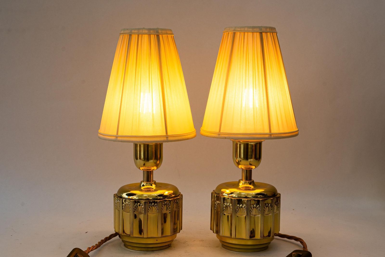 2 Art Deco Table Lamps With Fabric Shades Vienna Around 1920 photo buy