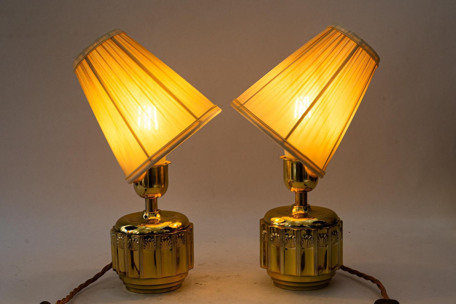 Lighting 2 Art Deco Table Lamps With Fabric Shades Vienna Around 1920 photo