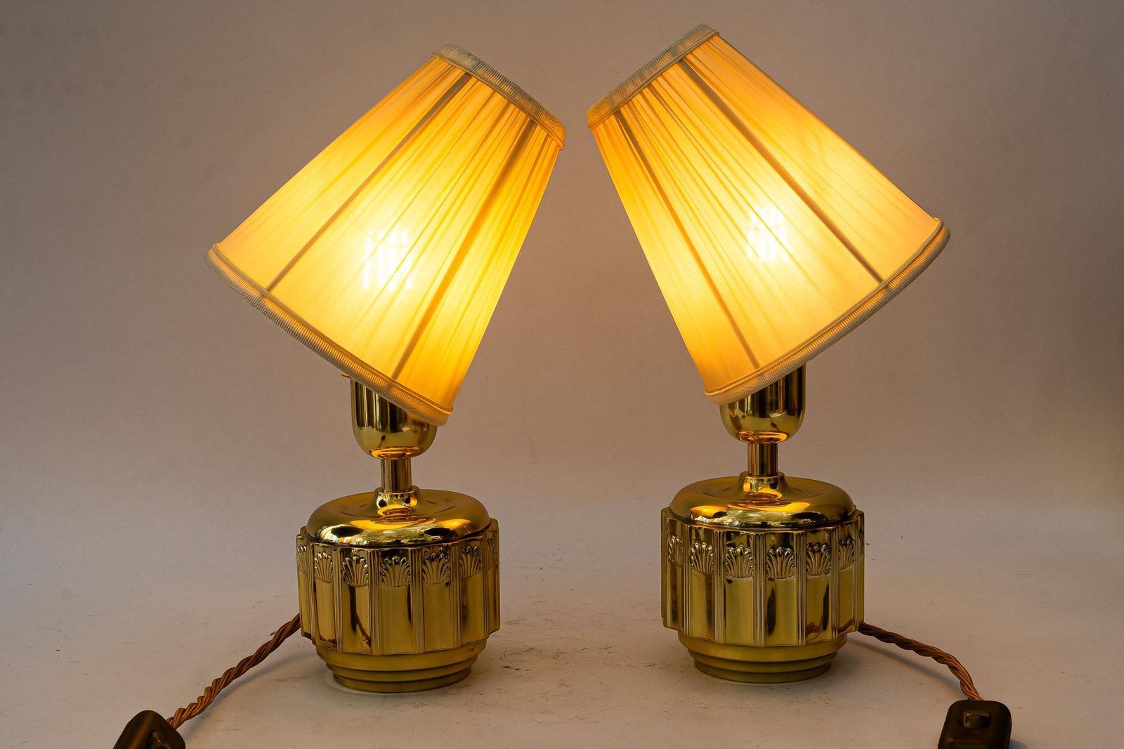 796.0 2 Art Deco Table Lamps With Fabric Shades Vienna Around 1920 photo