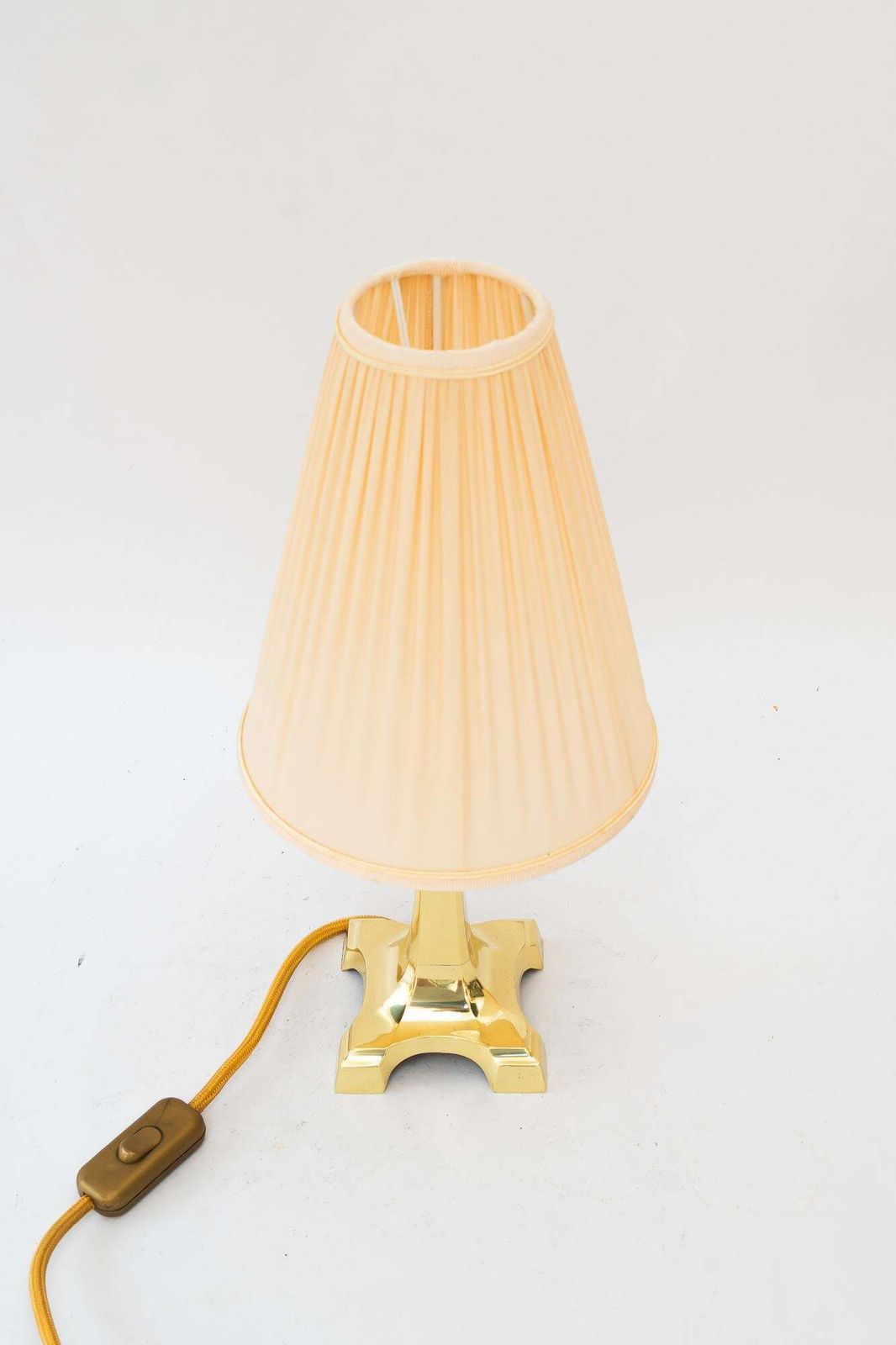 Art Deco Brass Table Lamp With Fabric Shade Vienna Around 1920s photo furniture