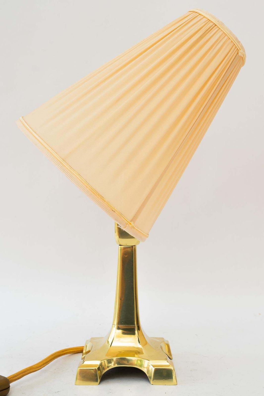Art Deco Brass Table Lamp With Fabric Shade Vienna Around 1920s photo 354.0