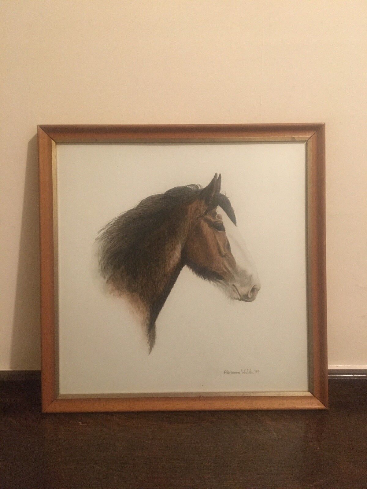 Vintage Original Watercolour Painting Shire Horse 1979 Adrienne Walsh Equestrian
