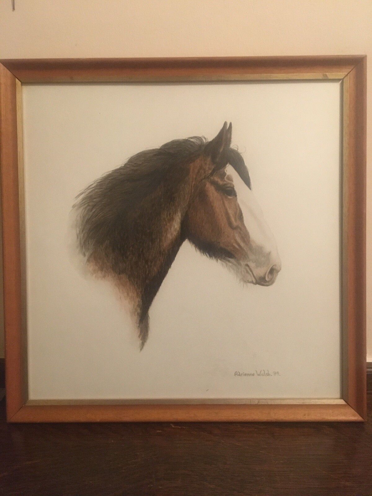 Vintage Original Watercolour Painting Shire Horse 1979 Adrienne Walsh Equestrian photo for sale