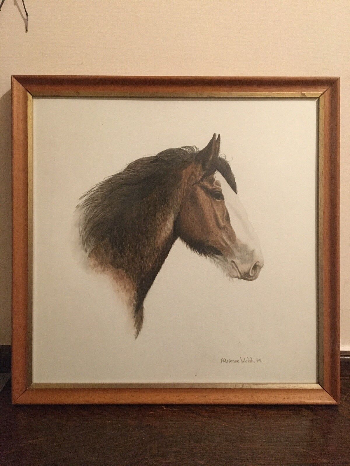 Vintage Original Watercolour Painting Shire Horse 1979 Adrienne Walsh Equestrian photo Art
