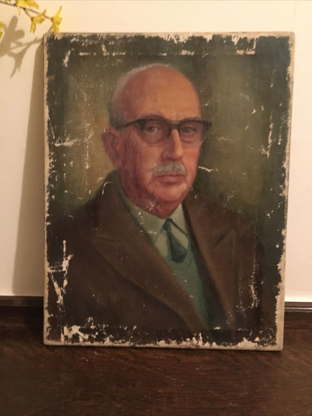 Vintage Oil Painting 1963 Portrait Signed Canvas Original photo vinterior