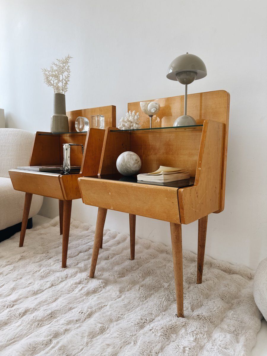 Mid Century Modern Nightstands Attributed To Jitona Soběslav, Czechoslovakia, 1960s, Set Of 2 photo for sale