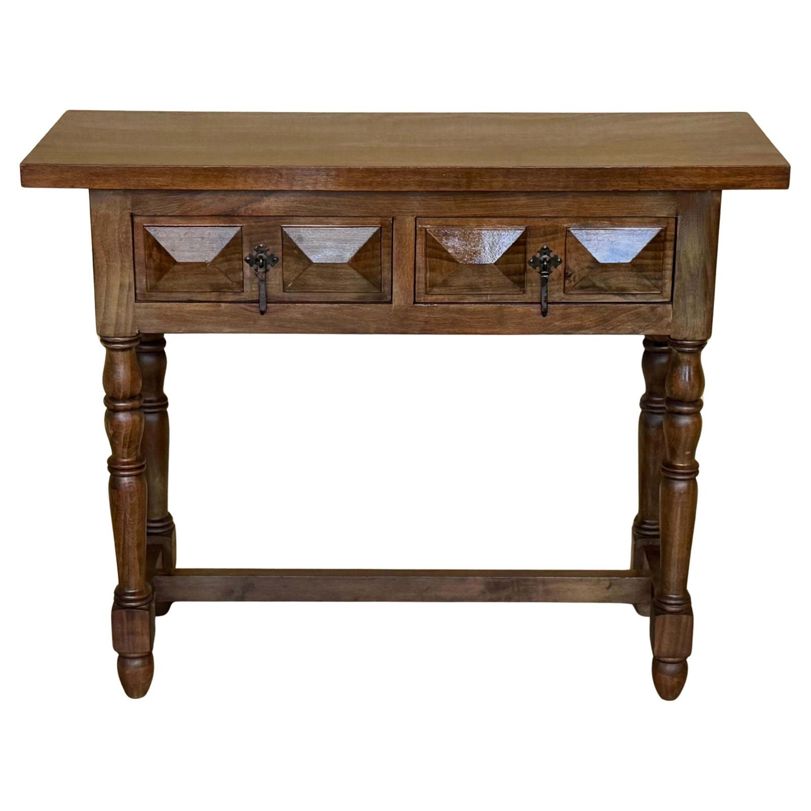 Console espagnole à deux tiroirs sculptés, années 1900