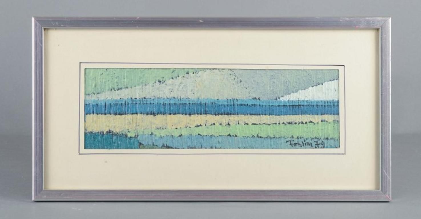Gunnar Fohlin, Sweden. Oil On Cardboard. Abstract Composition, 1979. photo furniture