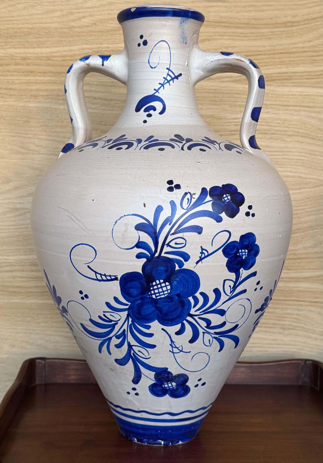 Paire de vases décoratifs Talavera en céramique, bleu et blanc photo 1425.0