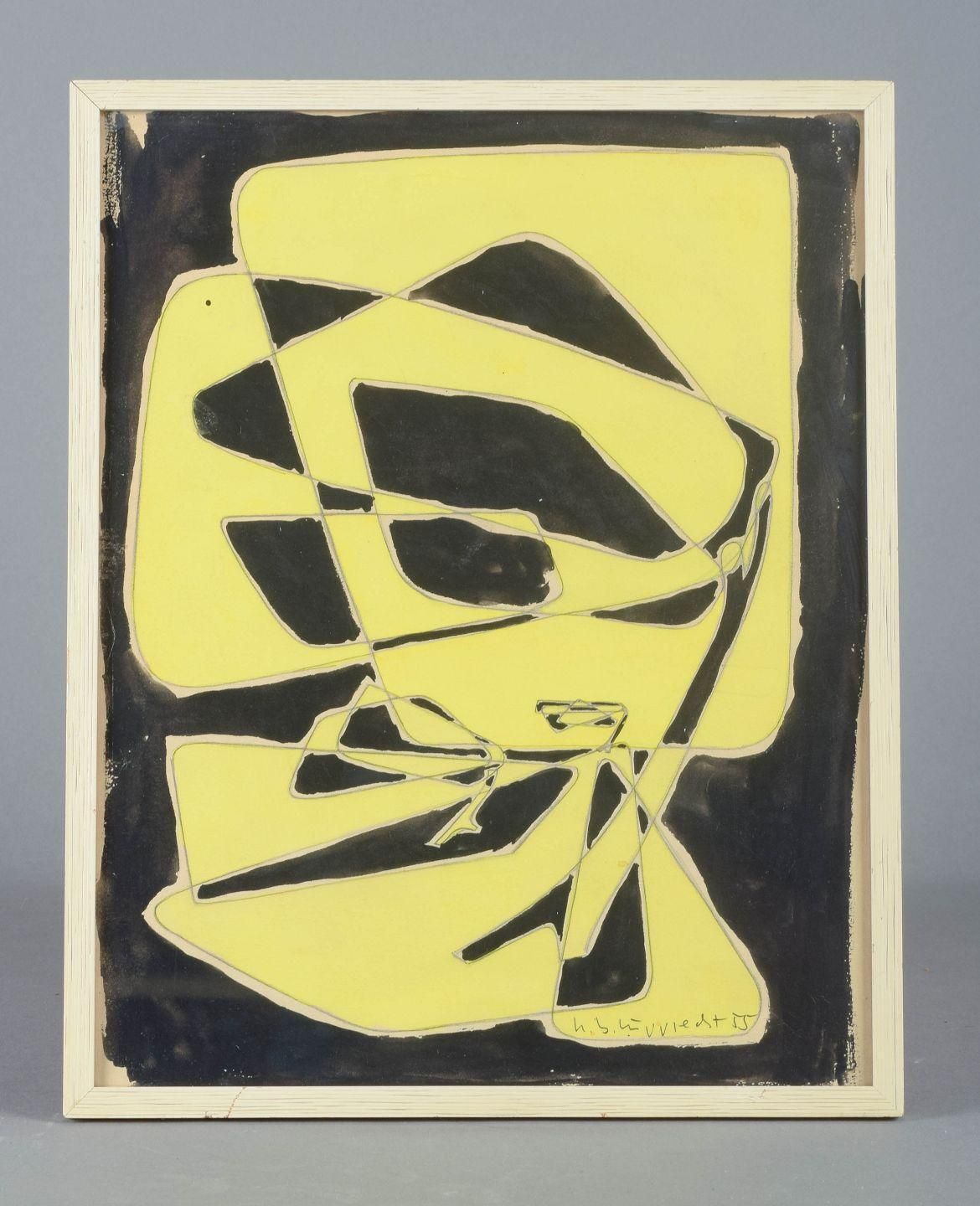 Unknown Artist. Mixed Media On Paper. Abstract Composition. 1955 photo furniture