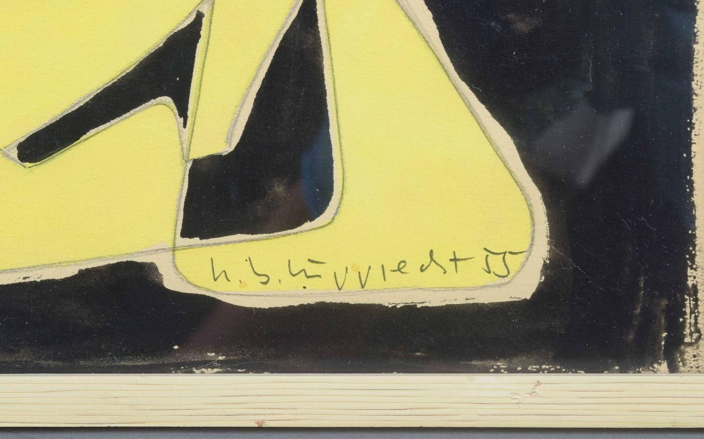 Unknown Artist. Mixed Media On Paper. Abstract Composition. 1955 photo Art