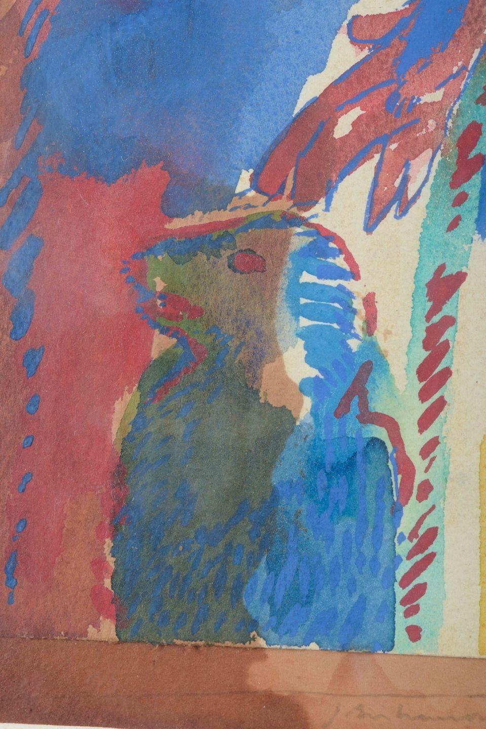 Jens Birkemose. Watercolor On Paper. Composition With Animal Motif. photo for sale