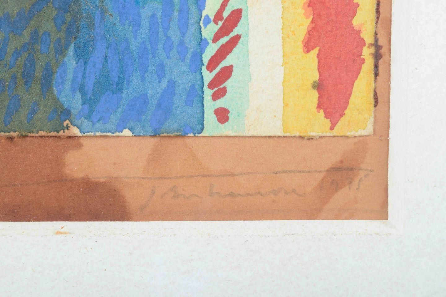 Jens Birkemose. Watercolor On Paper. Composition With Animal Motif. photo vinterior