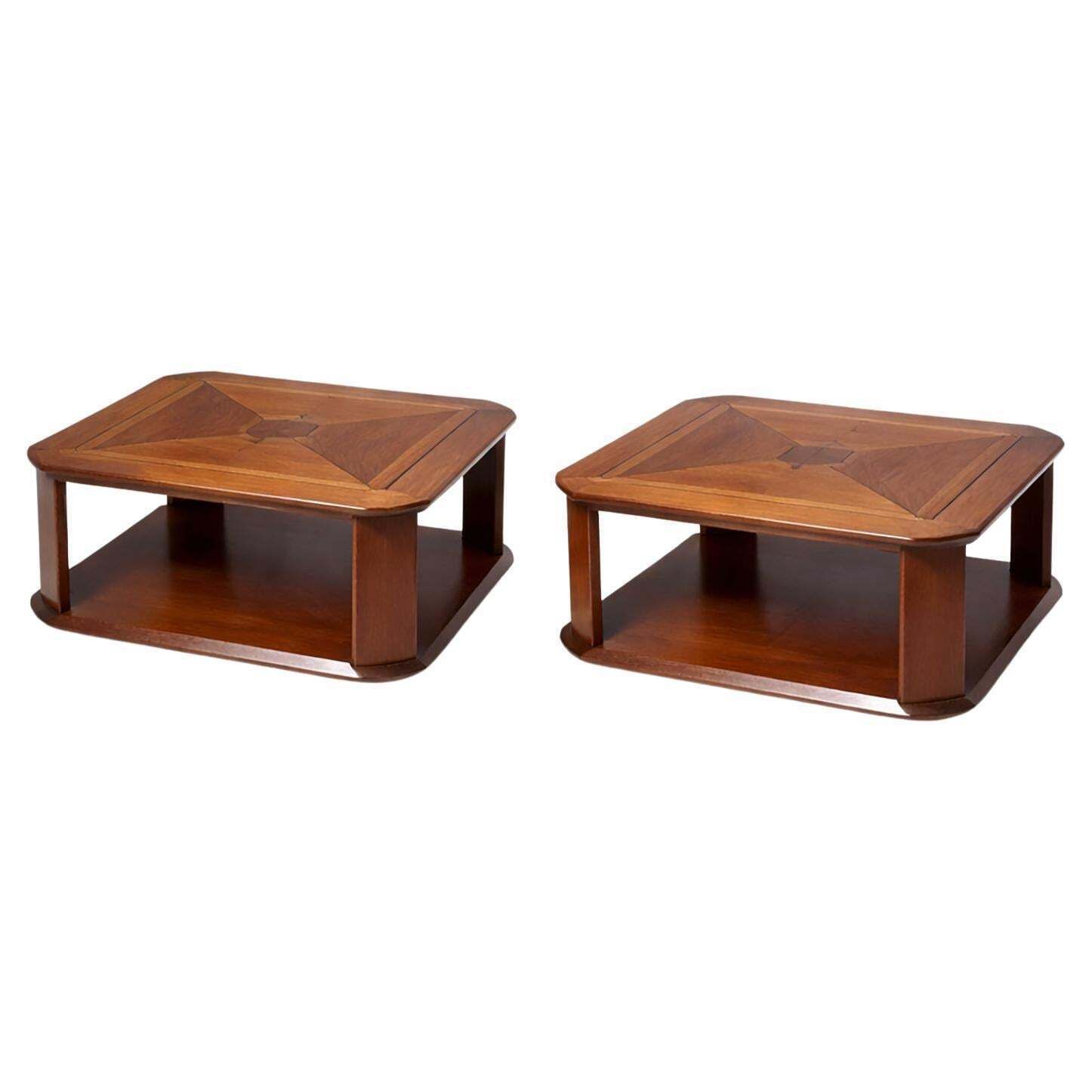 Rare Coffee Tables By Luciano Frigerio Of Frigerio Di Desio, Paganini Mod, Label