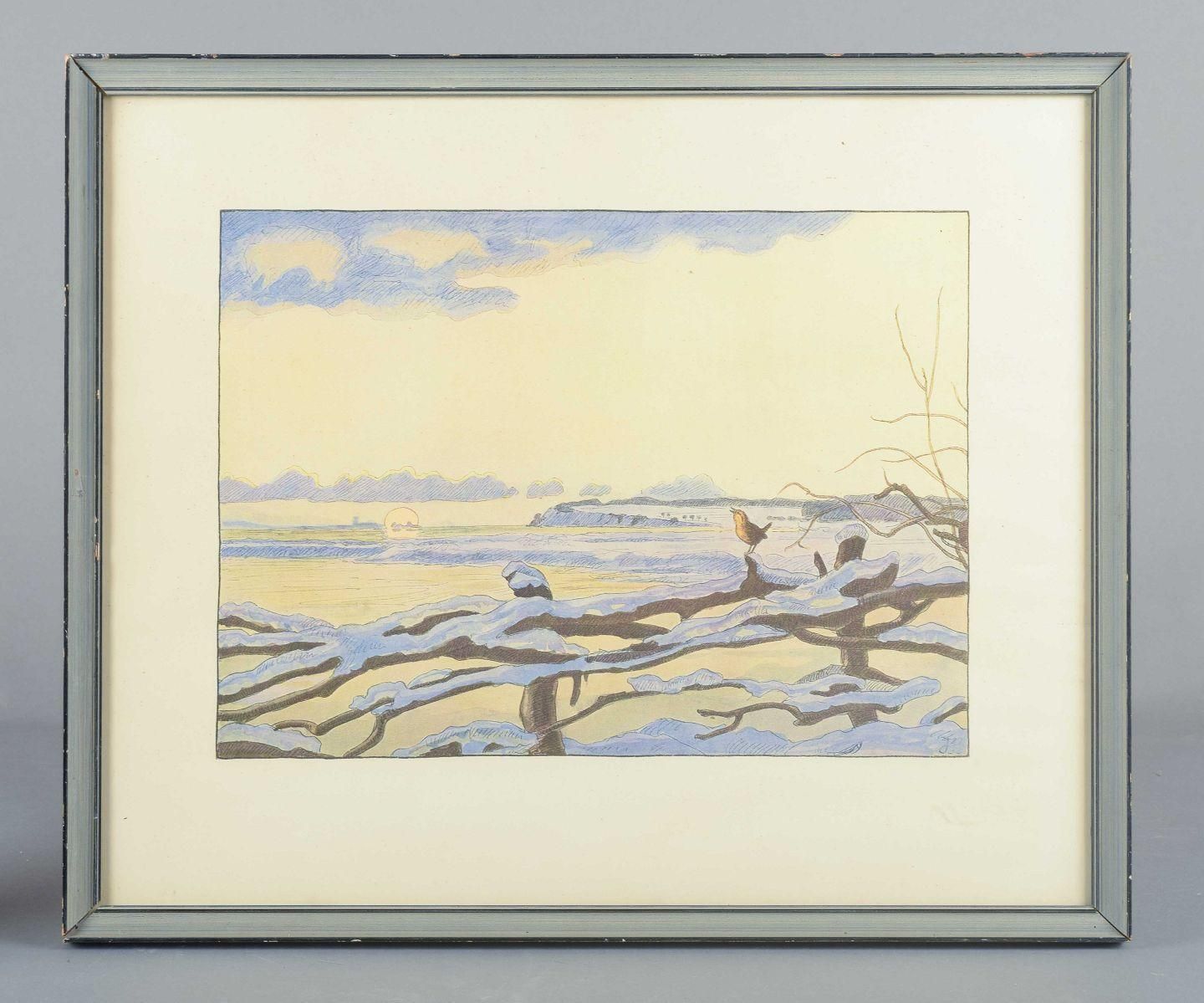 Johannes Larsen, Denmark. "December Morning", Ca. 1908. Print On Paper. photo furniture