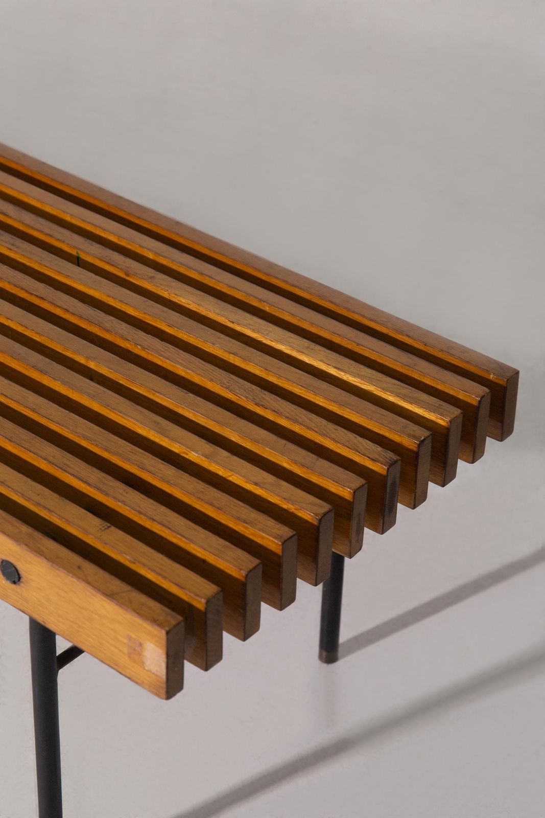 Modernist Italian Bench In Solid Wood And Metal With Brass Tips photo 3182.0