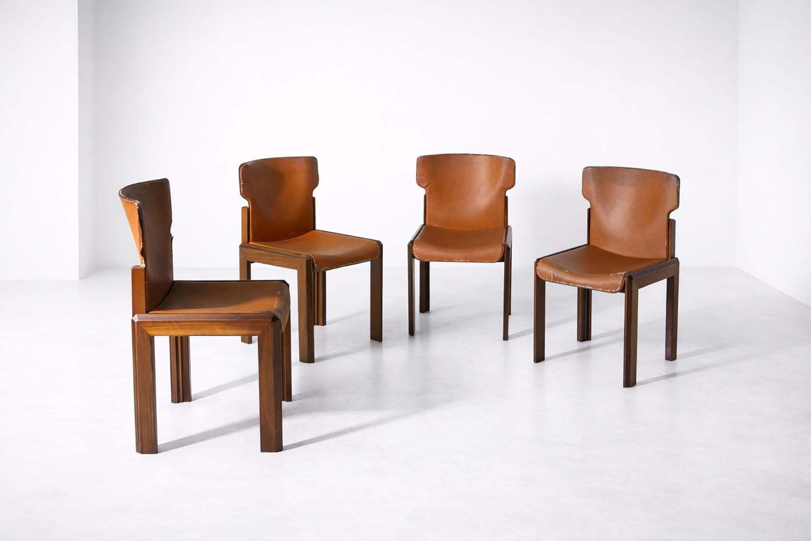 Furniture Rare Chairs By Luciano Frigerio, Paganini Model From Frigerio Desio In Leather photo