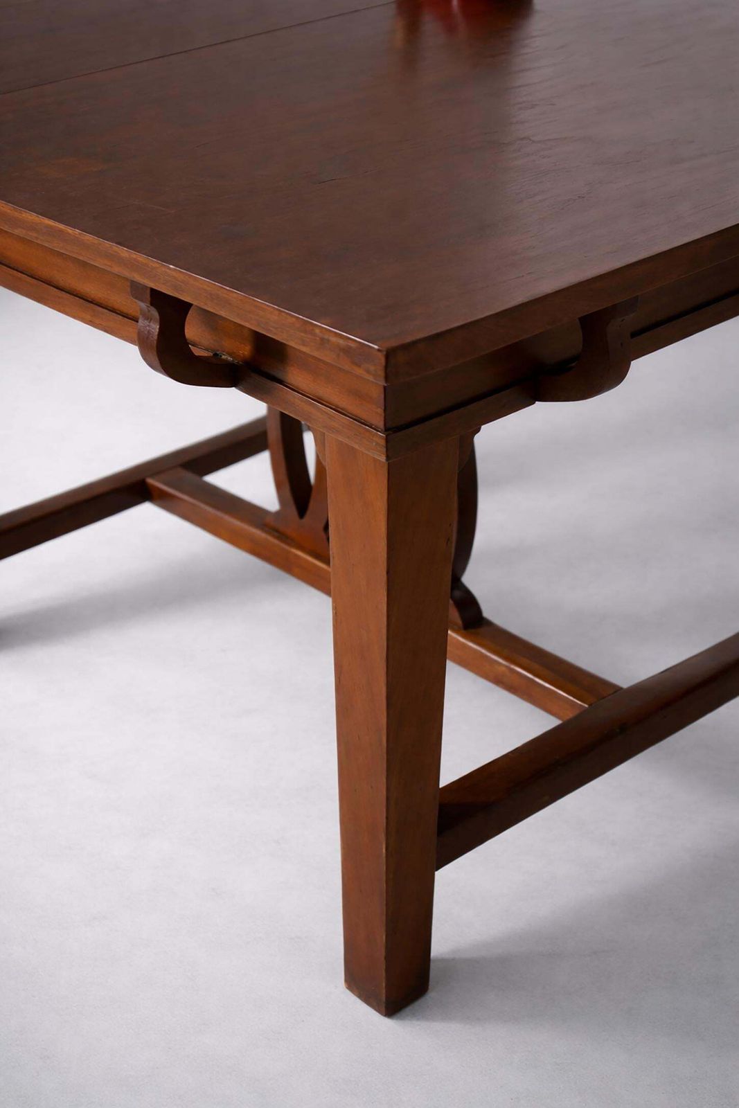 photo furniture Italian Art Nouveau Walnut Extendable Dining Table With Lyre Motif Base, Liberty
