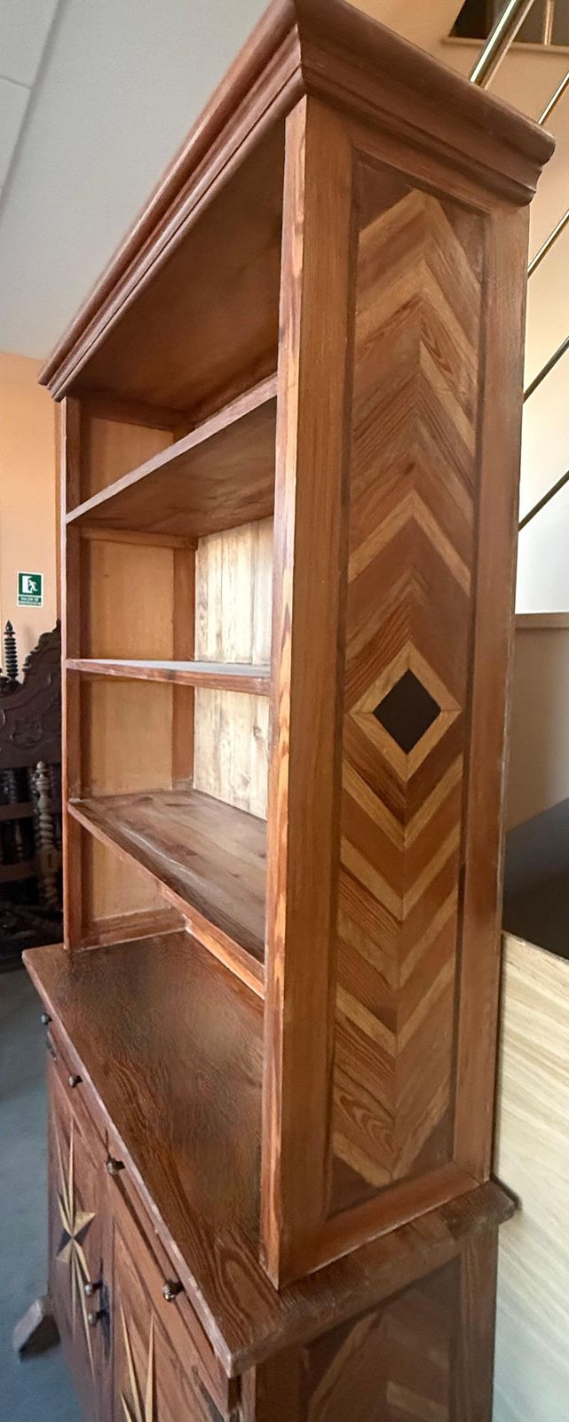 19th Pair Of Marquetry Pine Bookcase With Two Doors And Drawers photo vinterior