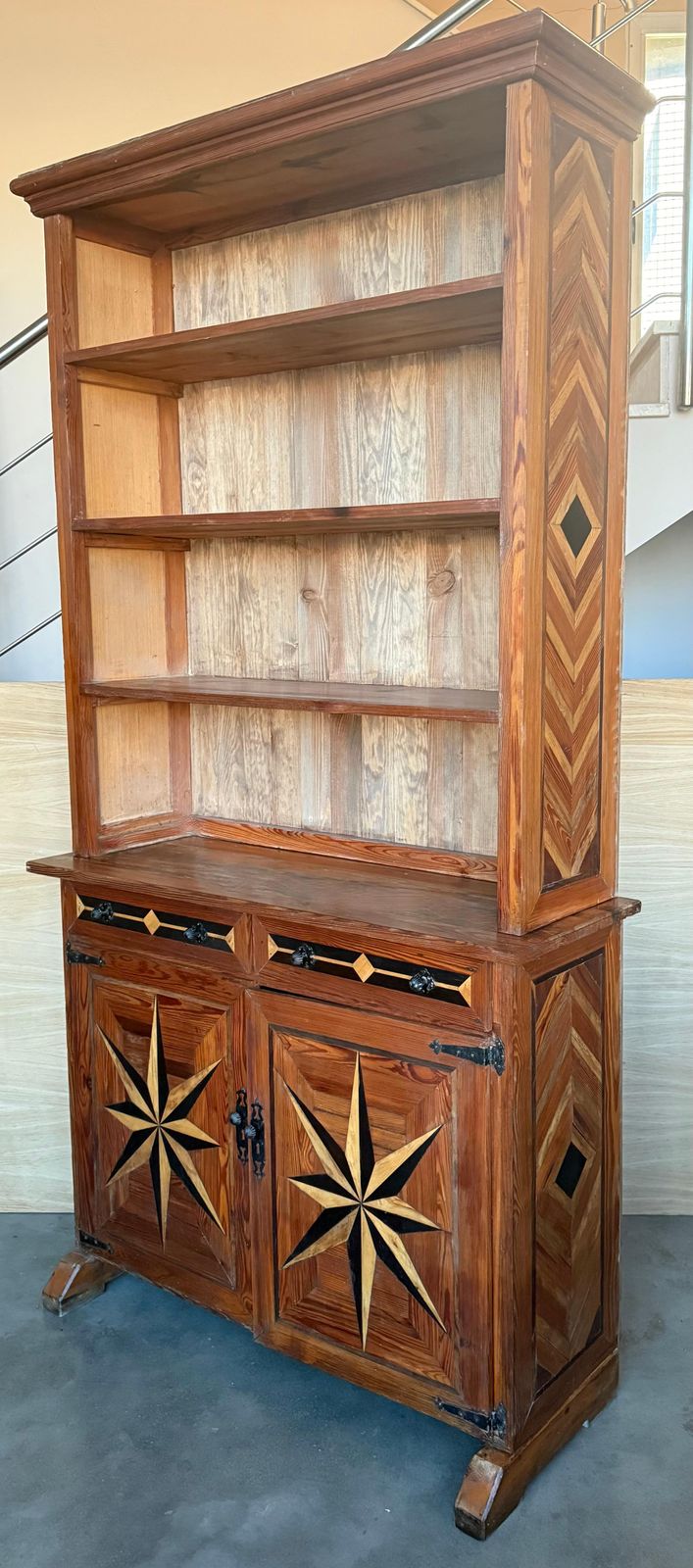 photo for sale 19th Pair Of Marquetry Pine Bookcase With Two Doors And Drawers