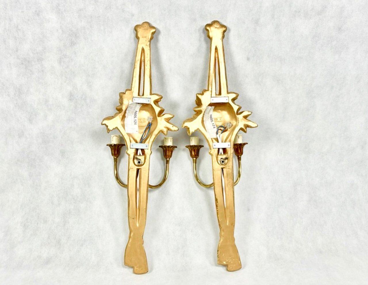 Vintage Belgian Louis XVI Style Gold Wall Lamps, 1990s, Set Of 2 photo 390.0