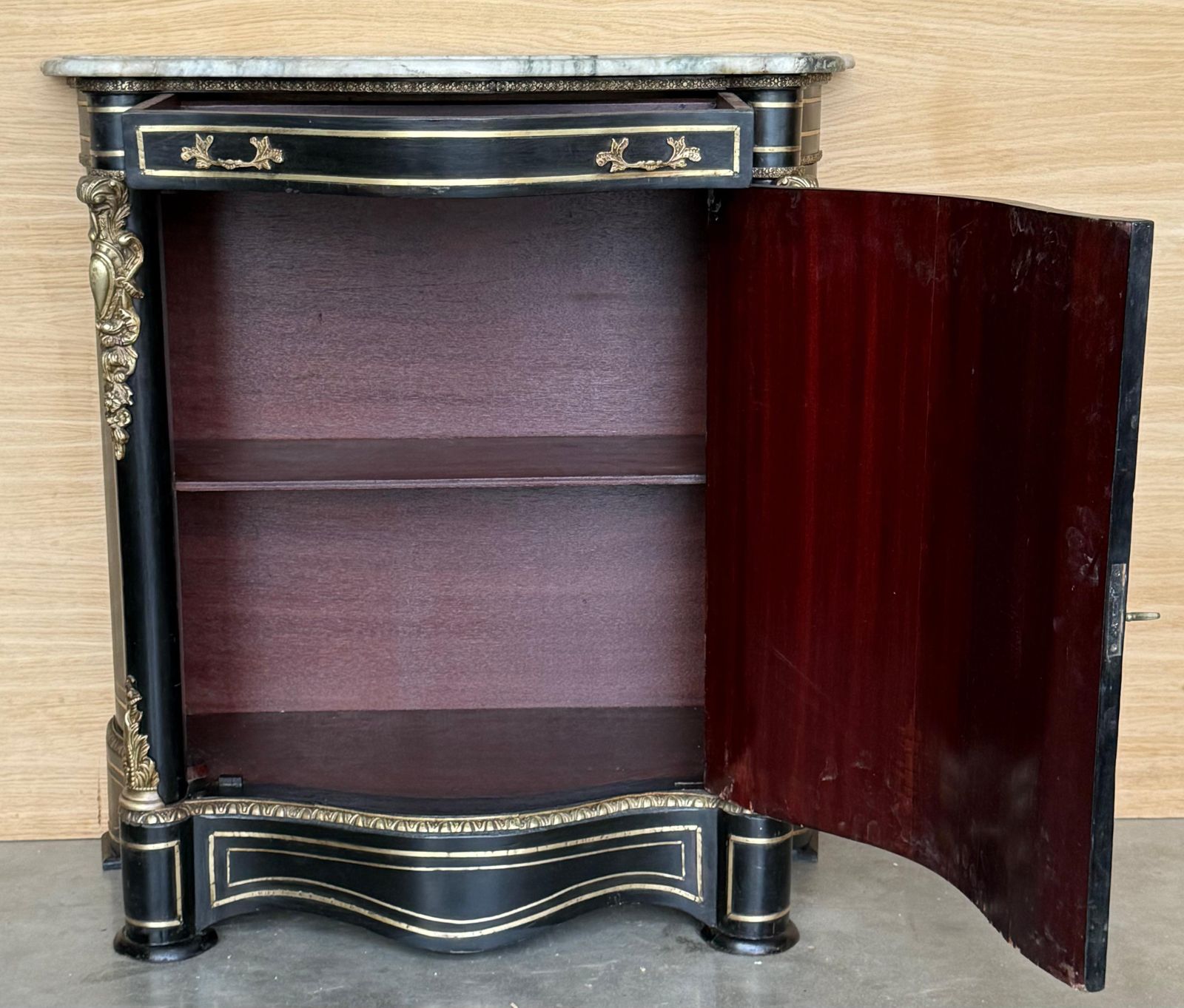 French 19th Century Napoleon III Period Cabinet With Metal Inlays photo buy