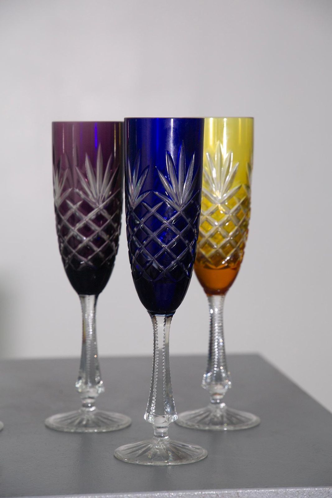 Set Of 6 Peter Carl Faberge Odessa Crystal Champagne Flutes, Signed photo 3018.0