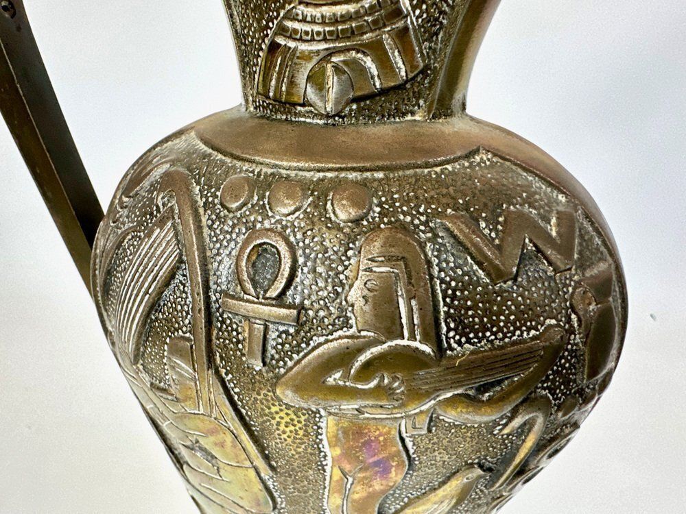 photo buy Egiptian Scenes Galvanized Metal Vases, 1900s, Set Of 2