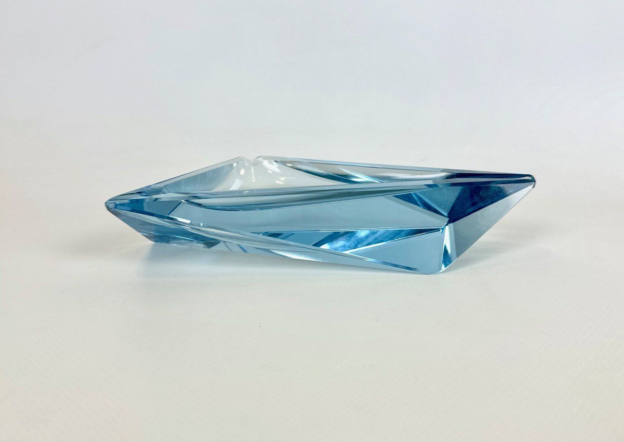 Art Deco Blue Glass Ashtray By Moser, 1930s photo Home Decor